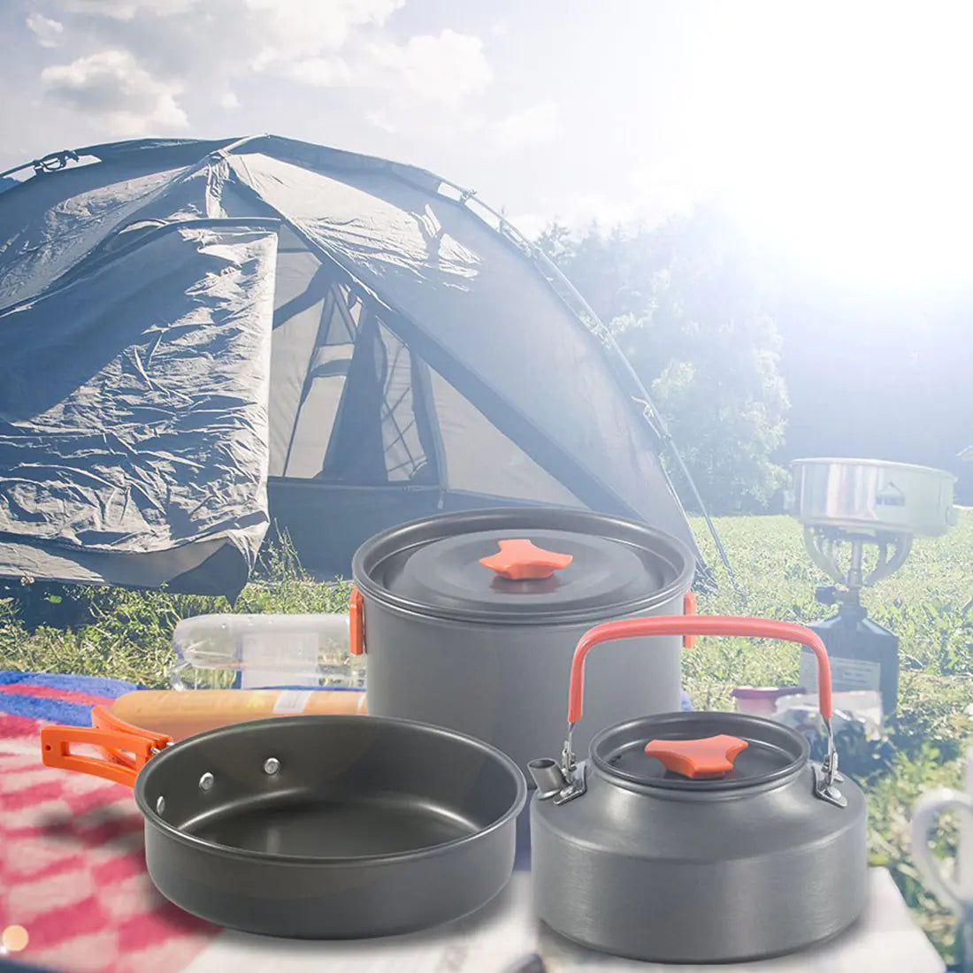 600 Outdoor Cooking Pot Set for Hiking and Camping