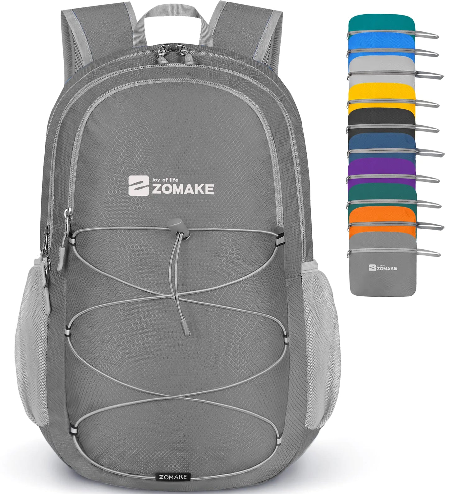 ZOMAKE Lightweight Packable Backpack 28L Foldable Backpacks Water Resistant Collapsible Day Bag Light Daypack for Hiking(Medium grey)