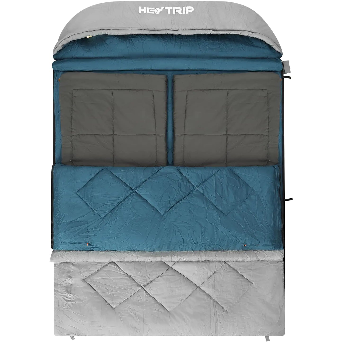 S106 HEYTRIP Double Sleeping Bag with Blanket Queen Size Two Person Sleeping Bag for Adults 20 Degree Sleeping Bag for Couples Blue