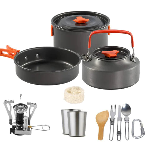 600 Outdoor Cooking Pot Set for Hiking and Camping