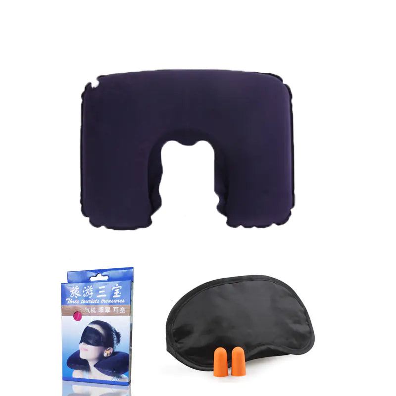 S153 Velvet Inflatable Travel Pillow for Camping and Naps