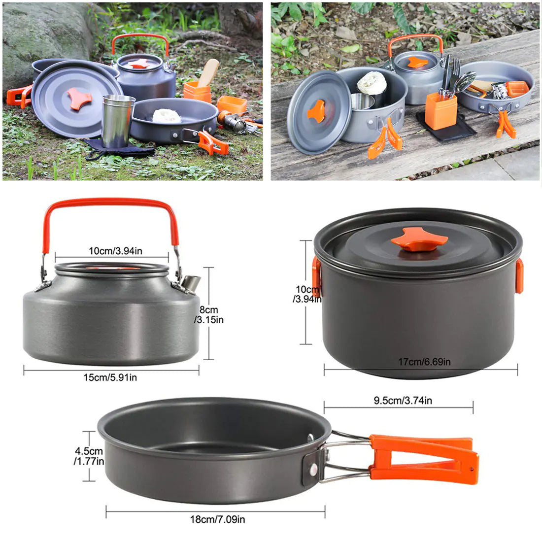 600 Outdoor Cooking Pot Set for Hiking and Camping