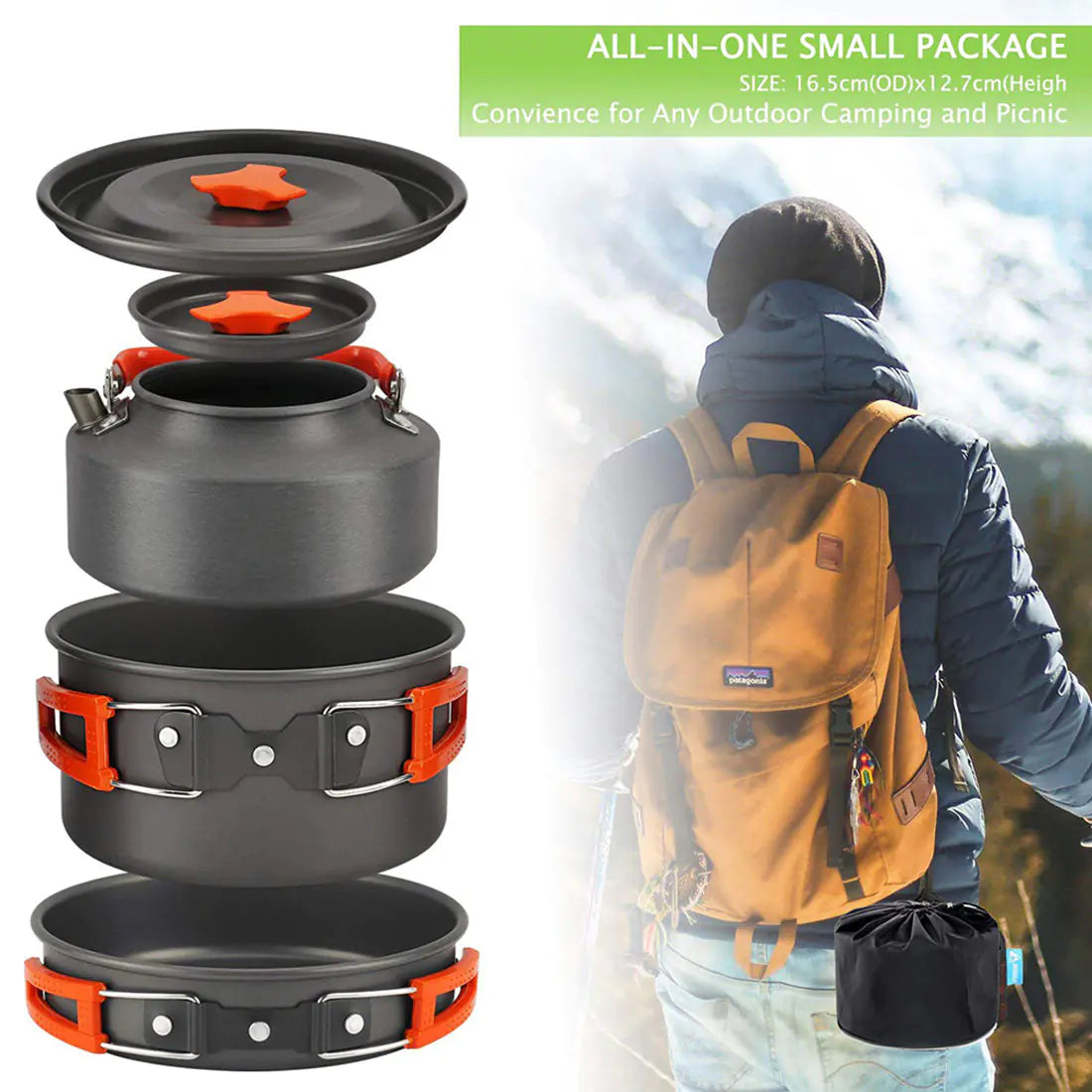 600 Outdoor Cooking Pot Set for Hiking and Camping