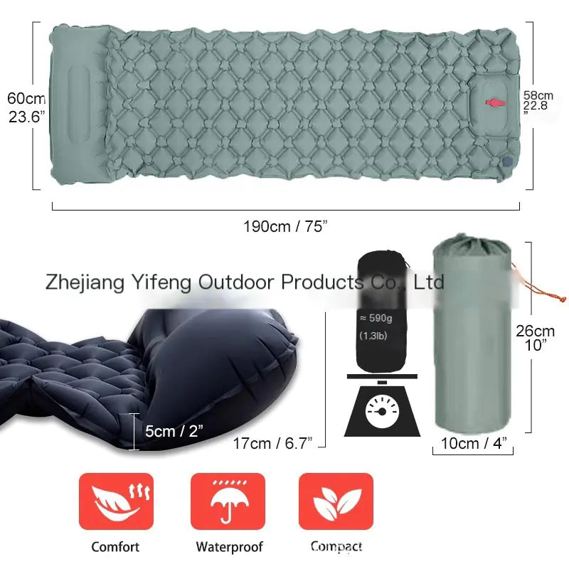 S126 New Lightweight Outdoor Camping Inflatable Sleeping Pad